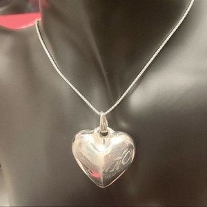 Sterling silver puffy heart pendant on sterling silver chain